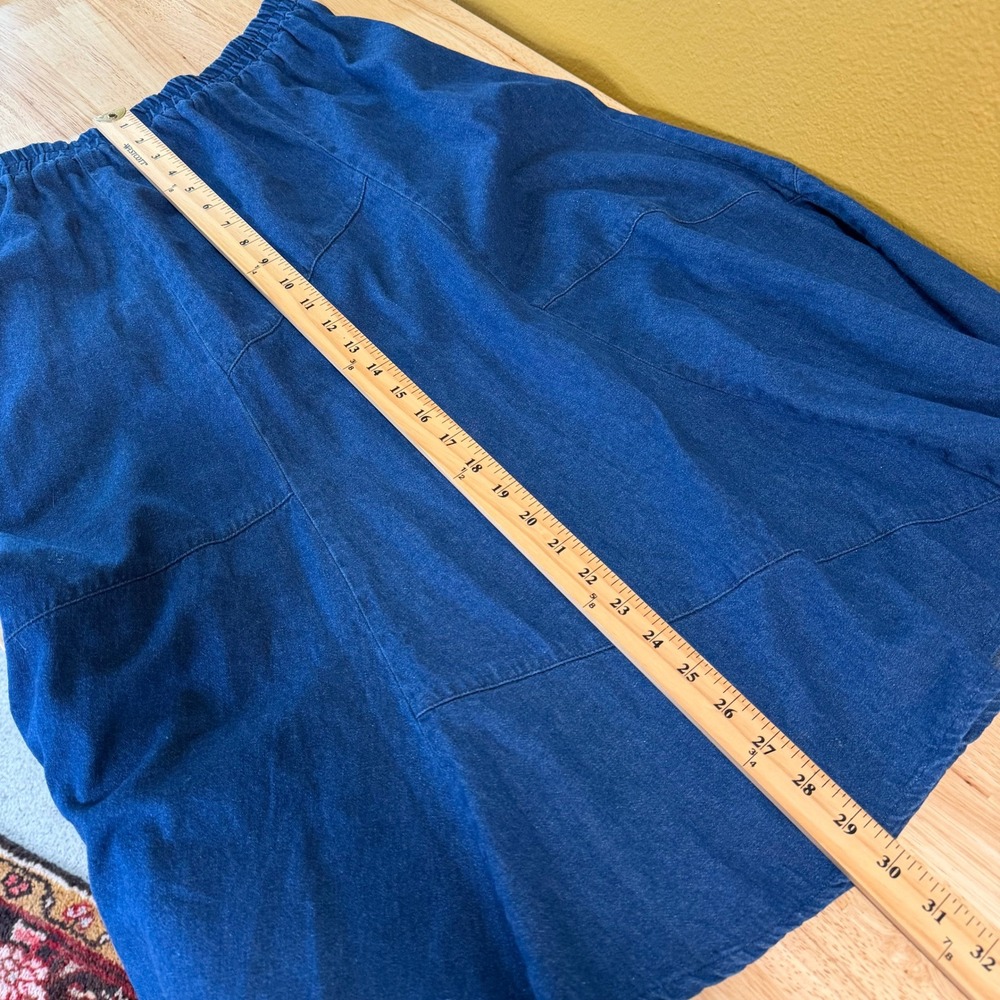 Vintage Circle T by Marilyn Lenox Denim Midi Skirt Size L Western Modest Prairie - Picture 7 of 8
